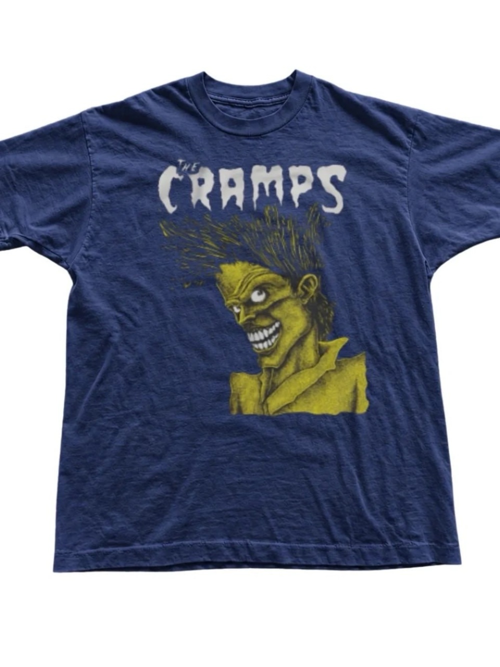 Navy Blue The Cramps Tee with Yellow Graphic